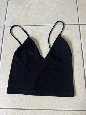women's black crop top tank ribbed